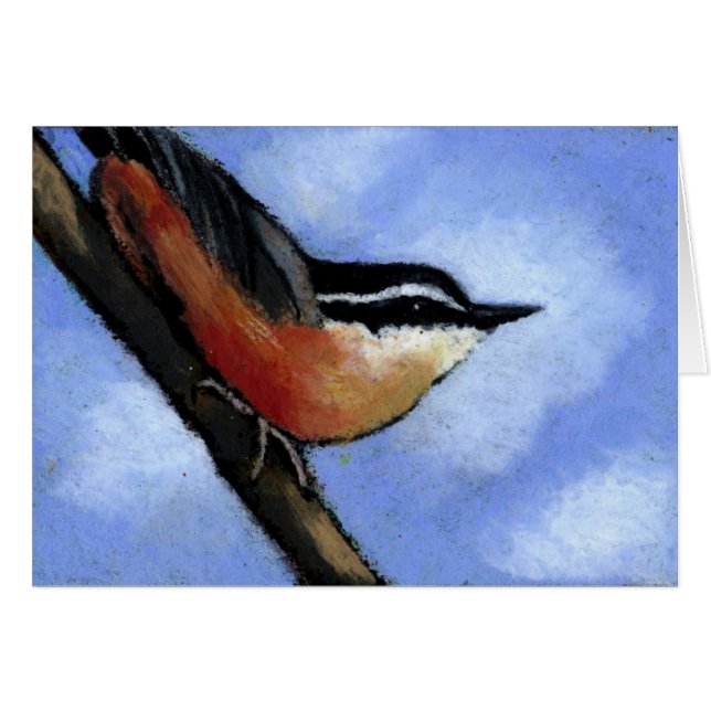 NUTHATCH IN OIL PASTEL: ART: BIRD (Front Horizontal)
