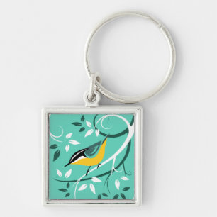 Nuthatch On Tree Branch Keychain
