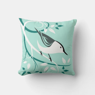 Nuthatch On Tree Branch Throw Pillow