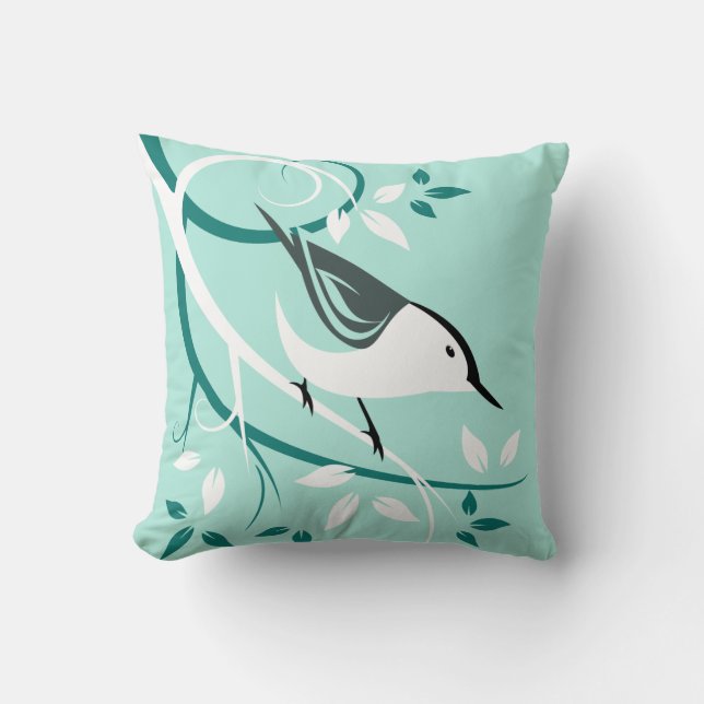 Nuthatch On Tree Branch Throw Pillow (Front)