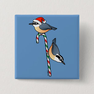 Nuthatch Santa 2 Inch Square Button