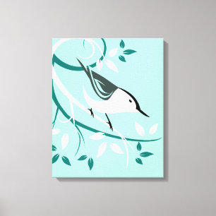 Nuthatch Stylized Bird Design Canvas Print
