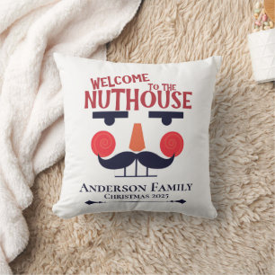 Nuthouse Funny Christmas Nutcracker Throw Pillow
