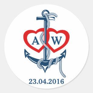 Nutical anchor monogram stickers Wedding set