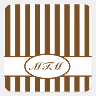 Nutmeg Autumnal Stripes with monogram Square Sticker