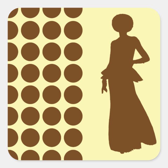 Nutmeg Cream Neutral Dots Fashion Silhouette Square Sticker (Front)