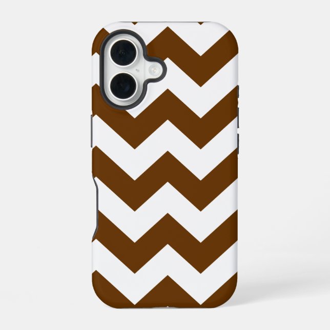 Nutmeg Neutral Chevrons iPhone 16 Case (Back)