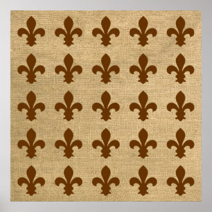 Nutmeg Parisian Moods Fleur de Lys Pattern Poster