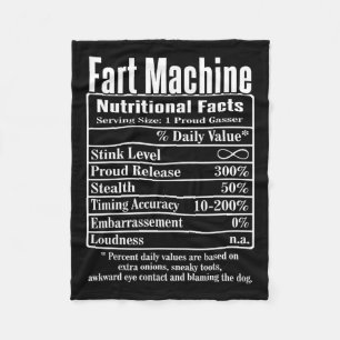 Nutrion Facts Fart Machine Dad Jokes Funny Farting Fleece Blanket