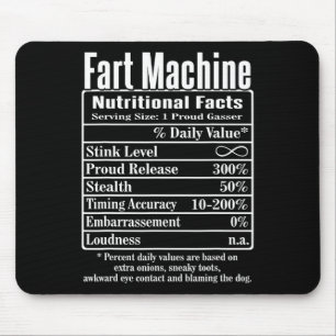 Nutrion Facts Fart Machine Dad Jokes Funny Farting Mouse Pad