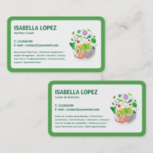 Nutrition Bilingue Anglais Espagnol Carte de visit