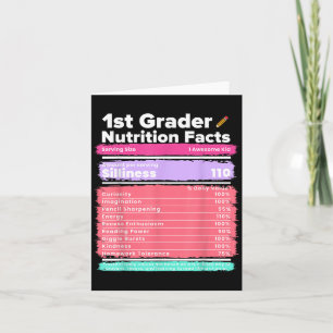 Nutrition Facts 1st Grade Funny Back To School Shi Card