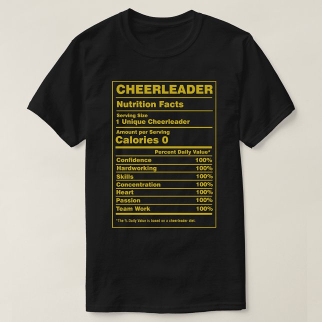 Nutrition Facts Cheerleader T-Shirt (Design Front)
