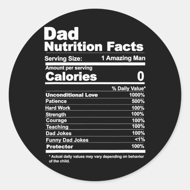 Nutrition Facts  Classic Round Sticker (Front)