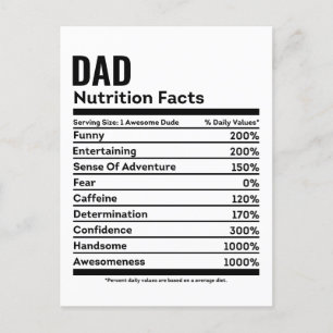 Nutrition Facts Funny Dad Personalized Name Postcard