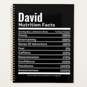 Nutrition Facts Funny Personalized Name Planner