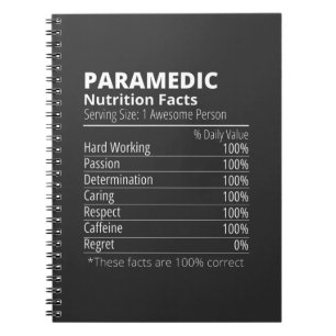nutrition facts, paramedic nutrition fact notebook