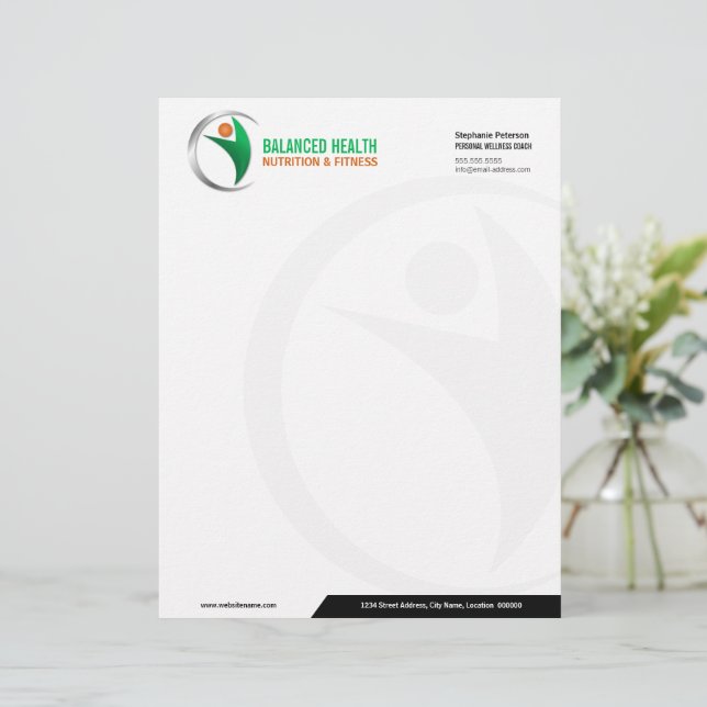 Nutrition Wellness and Fitness Coach Business Letterhead (Standing Front)