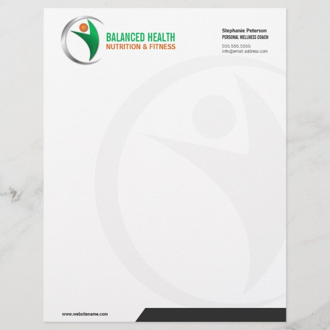 Nutrition Wellness and Fitness Coach Business Letterhead (Front)