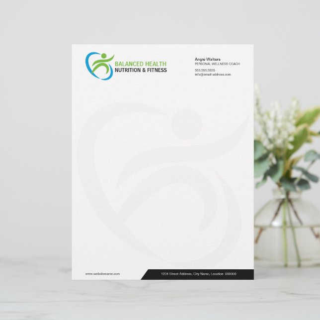 Nutrition Wellness and Fitness Coach Business Letterhead (Standing Front)