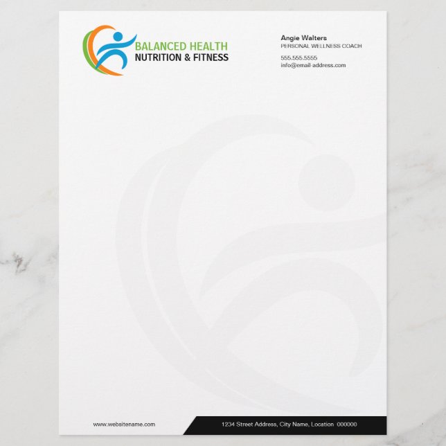 Nutrition Wellness and Fitness Coach Business Letterhead (Front)