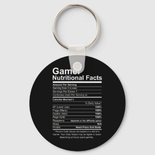 Nutritional Facts Cool Gamer Video Game Funny  Keychain