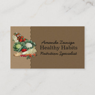 Nutritionist Business Card-Vintage Veggies Card