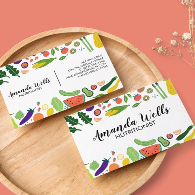 Nutritionist Chef Coach Unique Vegetables Art Business Card (Creator Uploaded)
