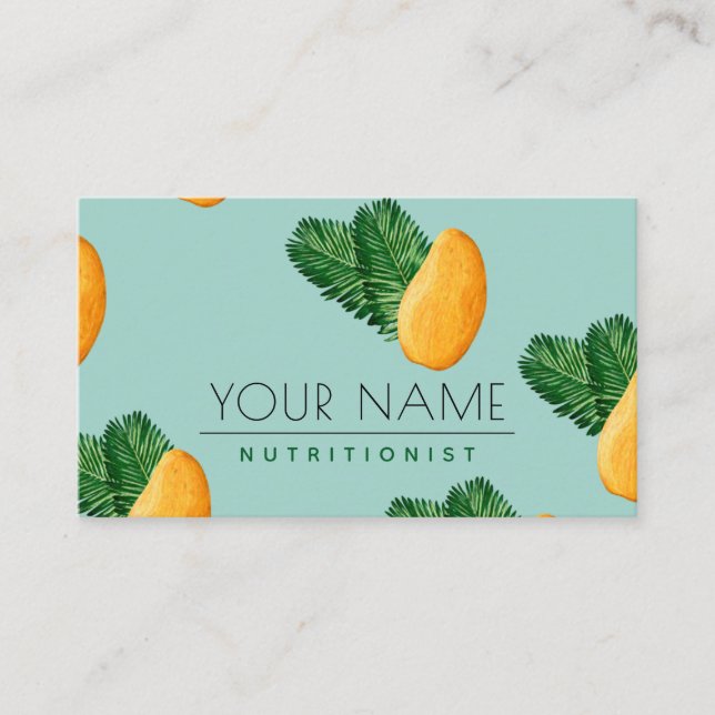 Nutritionist Dietician Pretty Manga Fruit Pattern  Business Card (Front)
