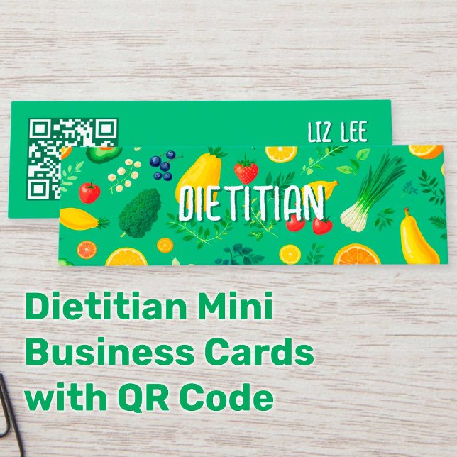 Nutritionist Dietician QR Code Mini Business Card (Nutritionist Mini Business Cards)