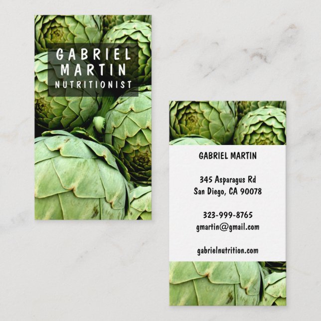 Nutritionist Health Coach Chef Diet Veggies Photo Business Card (Front/Back)