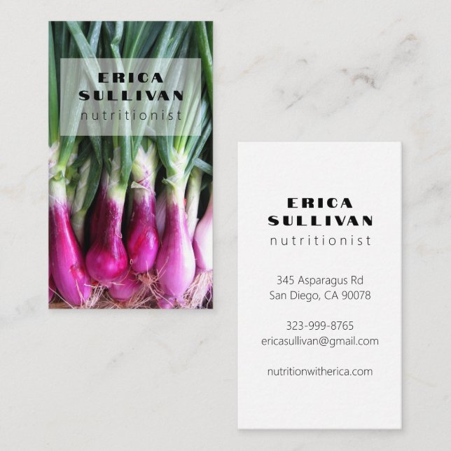 Nutritionist Health Coach Chef Diet Veggies Photo  Business Card (Front/Back)