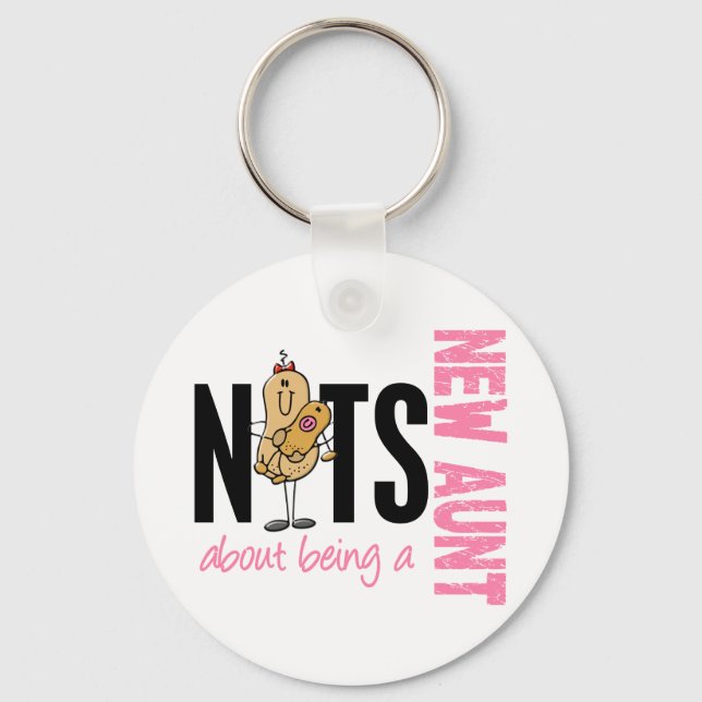 Nuts About Being A New Aunt 1 Pink Keychain (Front)