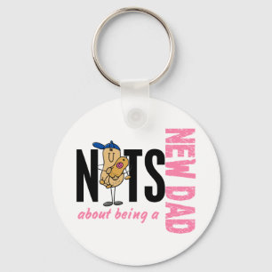 Nuts About Being A New Dad 1 (Pink) Keychain