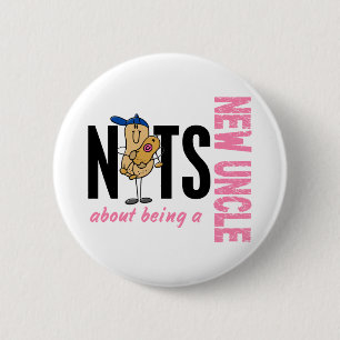 Nuts About Being A New Uncle 1 Pink 2 Inch Round Button