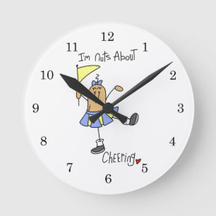Nuts About Cheering T-shirts and Gifts Round Clock