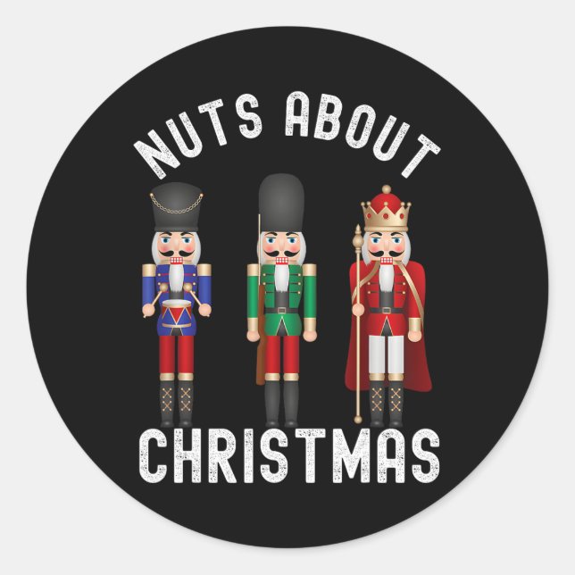 Nuts About Christmas Fun Pastel Christmas Nutcrack Classic Round Sticker (Front)