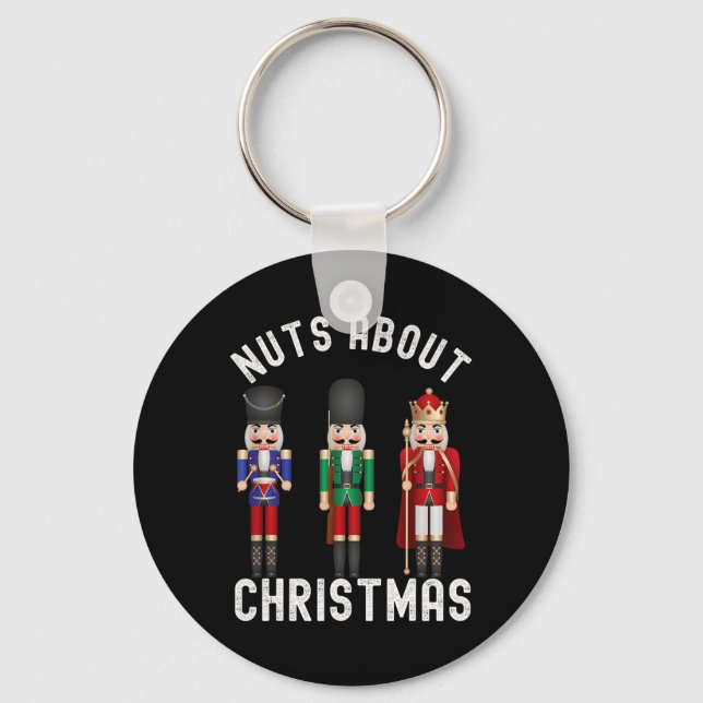Nuts About Christmas Fun Pastel Christmas Nutcrack Keychain (Front)