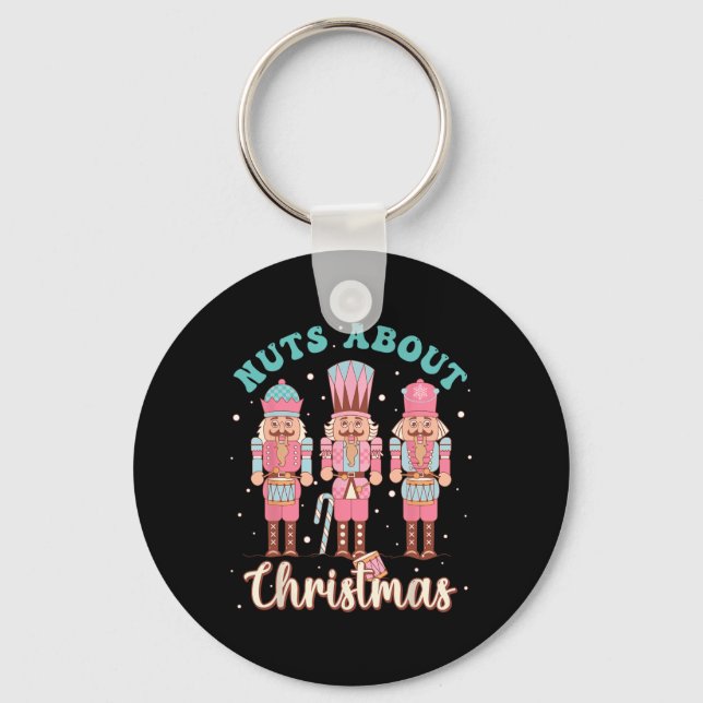 Nuts About Christmas Fun Pastel Christmas Nutcrack Keychain (Front)