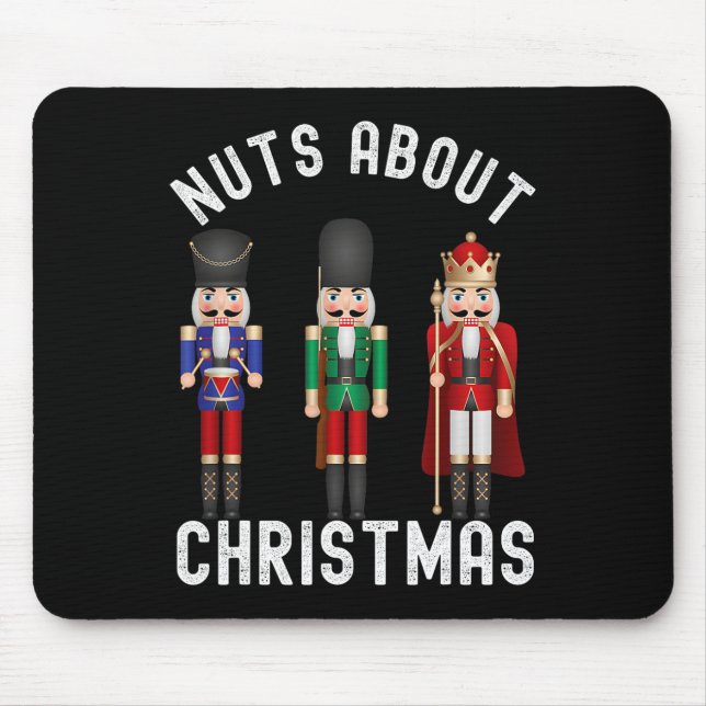 Nuts About Christmas Fun Pastel Christmas Nutcrack Mouse Pad (Front)