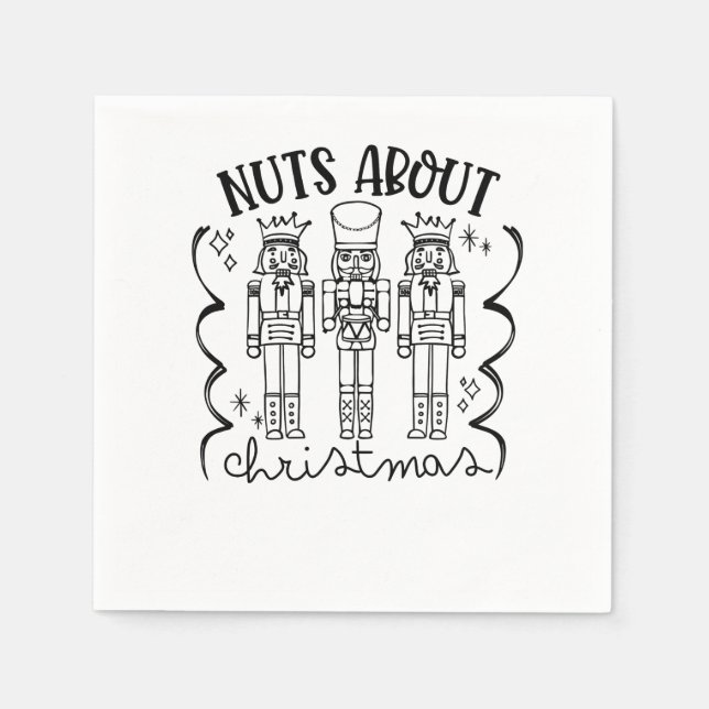 Nuts About Christmas Funny Christmas Nutcracker  Napkin (Front)