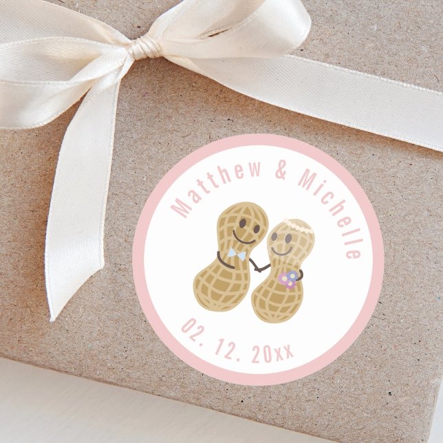 Nuts About Each Other Cute Couple Wedding Favour Classic Round Sticker (Creator Uploaded)
