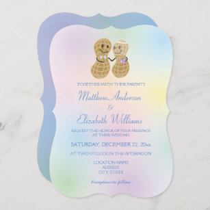Nuts About Each Other Cute Pastel Wedding Invitation