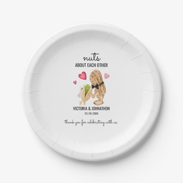 Nuts About Each Other Thank You | Wedding Treat Paper Plate (Front)