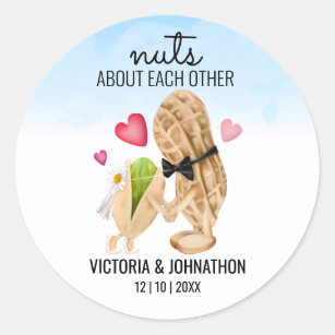 Nuts About Each Other   Wedding Treat Classic Round Sticker