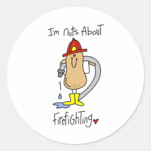 Nuts About Firefighting Classic Round Sticker