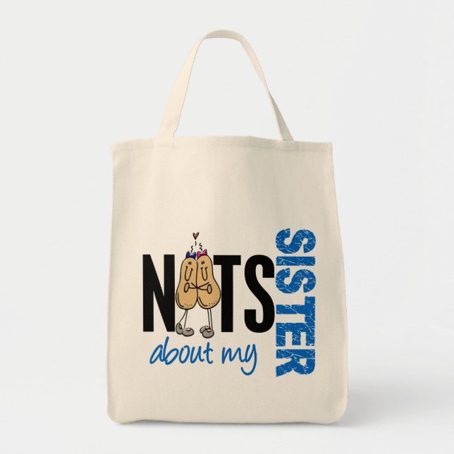 Nuts About My Sister 1 BLUE Tote Bag (Front)