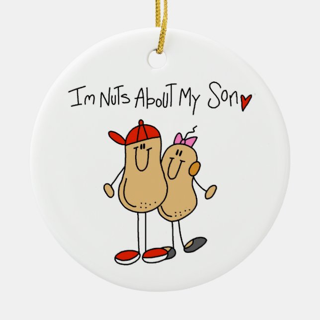 Nuts About My Son T-shirts and Gifts Ceramic Ornament (Front)