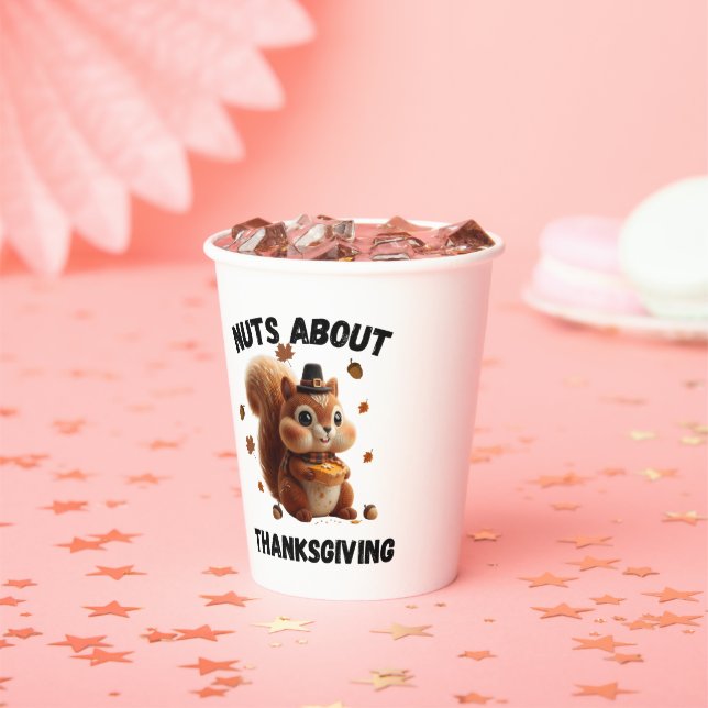 Nuts About Pie – Cute Yarn Squirrel Thanksgiving  Paper Cups (Insitu)