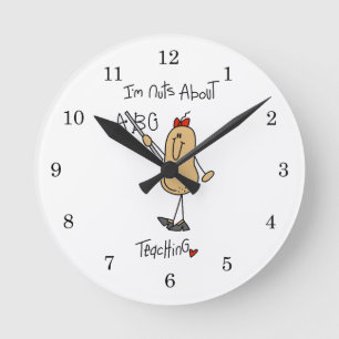 Nuts About Teaching T-shirts and Gifts Round Clock